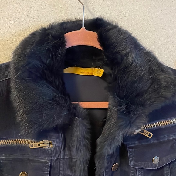 Twilltwentytwo Navy Blue fur trimmed corduroy jacket. - Picture 2 of 14